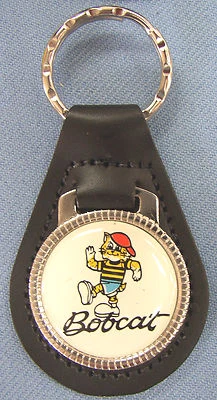 Vintage White Mercury BOBCAT Black Leather Key ring Key Fob 1978 1979 1980 - Image 1 of 3