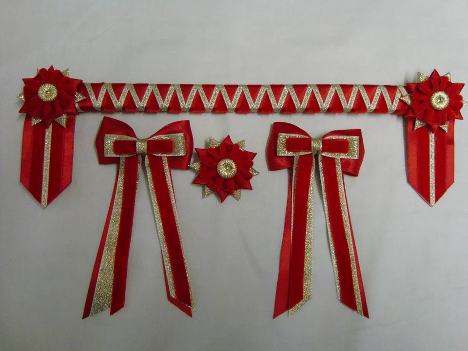 ROT UND GOLD - ECKSTEIN STIRNBAND SET - HERGESTELLT IN JEDER GRÖSSE