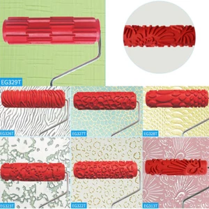 7" Embossing Paint Roller W/Handle Rubber Embossing Mold Tool For Wall Painting - Picture 1 of 33