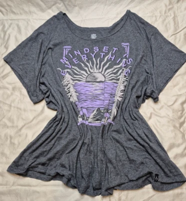 Torrid Slub Jersey  short sleeve T Shirt Gray Purple Mindset is Everything Sz 4 Foto 1 de 4