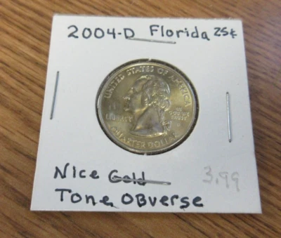 Nice Gold Toning 2004-D FLORIDA State QUARTER COIN / MINT STATE 63 - Image 1 of 2