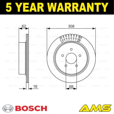 Disco de freno trasero Bosch para Nissan Murano Elgrand Infiniti Q70 M Q50 FX M37 Q60 Foto 1 de 4