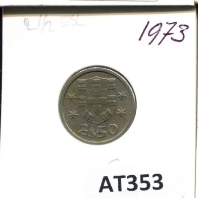 2$50 ESCUDOS 1973 PORTUGAL Coin #AT353U - Image 1 of 3