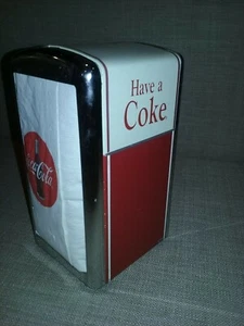 COCA-COLA RED NAPKIN DISPENSER 1992 HAVE A COKE 7 1/4" TALL BY 3 3/4" WIDE - Picture 1 of 3