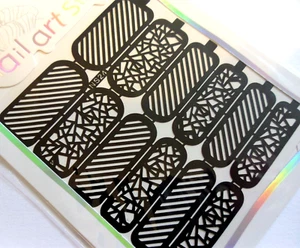Nail Art Diecut Manicure Stencils Guide Stripes Glass Style Tip Stickers S24 - Picture 1 of 1