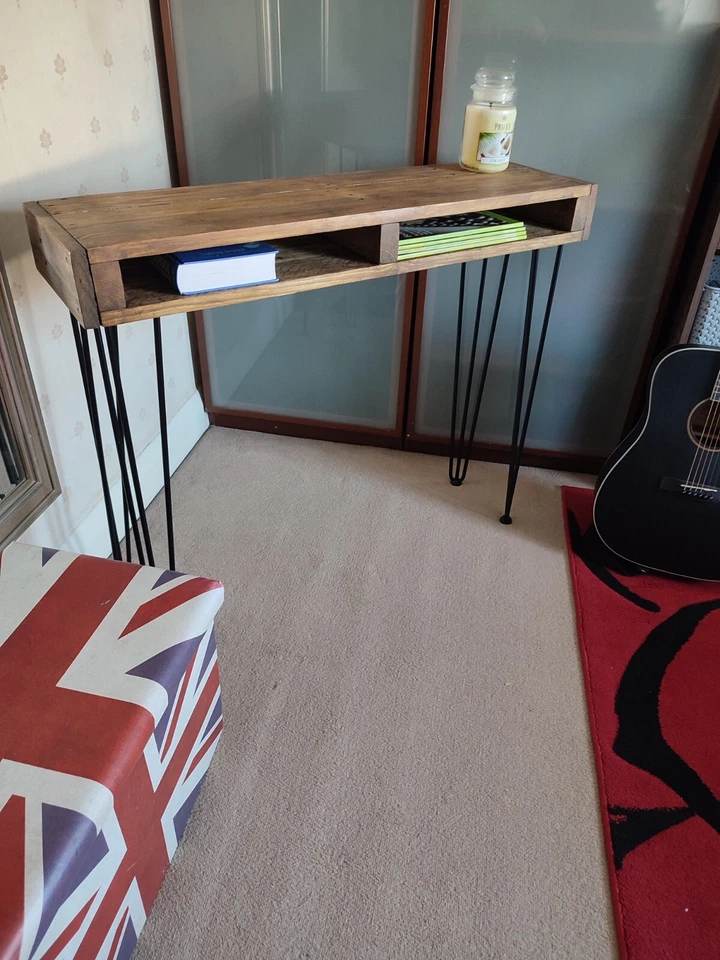 Industrial Handmade Rustic Console Hall Table with storage Reclaimed Wood - Image 1 of 4