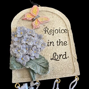 small windchimes butterflies flowers “Rejoice in the Lord always”  - Picture 1 of 8