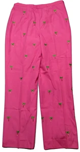 BROOKS BROTHERS 346 Women Size 8 Pink Embroidered Palm Tree Lined Chino Pants - Picture 1 of 13