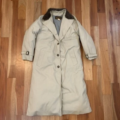 Chaqueta Eddie Bauer vintage plumón de ganso para mujer talla 10 cuello de piel sintética lona Foto 1 de 4