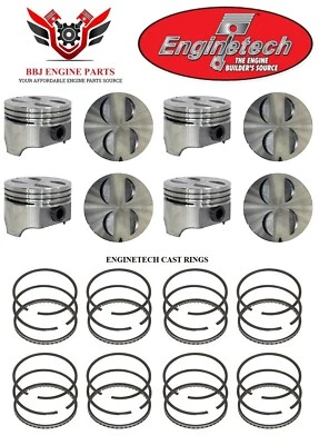 Ford Mercury 289 302 5.0 64 - 85 Enginetech Flat Top Pistons (8) - Cast Rings  - Image 1 of 4