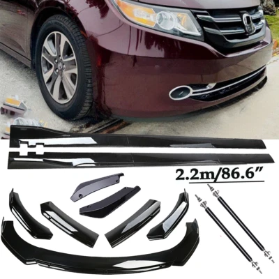 For 11-17 Honda Odyssey Front Bumper Spoiler Body Kit / Side Skirt/Strut Glossy Foto 1 de 4