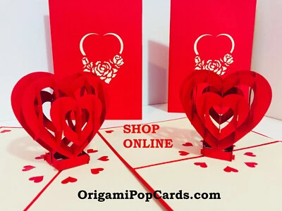 OrigamiPopCards.com Love Pop Up Heart 3D Pop Up Greeting Card Valentines Day