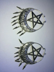 Killstar Earrings Goth Discontinued Gothic silver tone large pentagram - Picture 1 of 3
