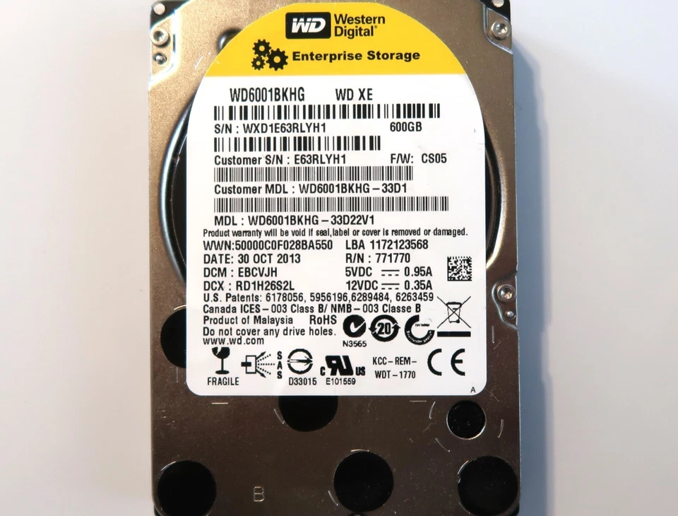 Western Digital WD6001BKHG-33D22V1 XE 600gb 6Gb/s 10000 rpm 2.5" SAS HDD - Image 1 of 1