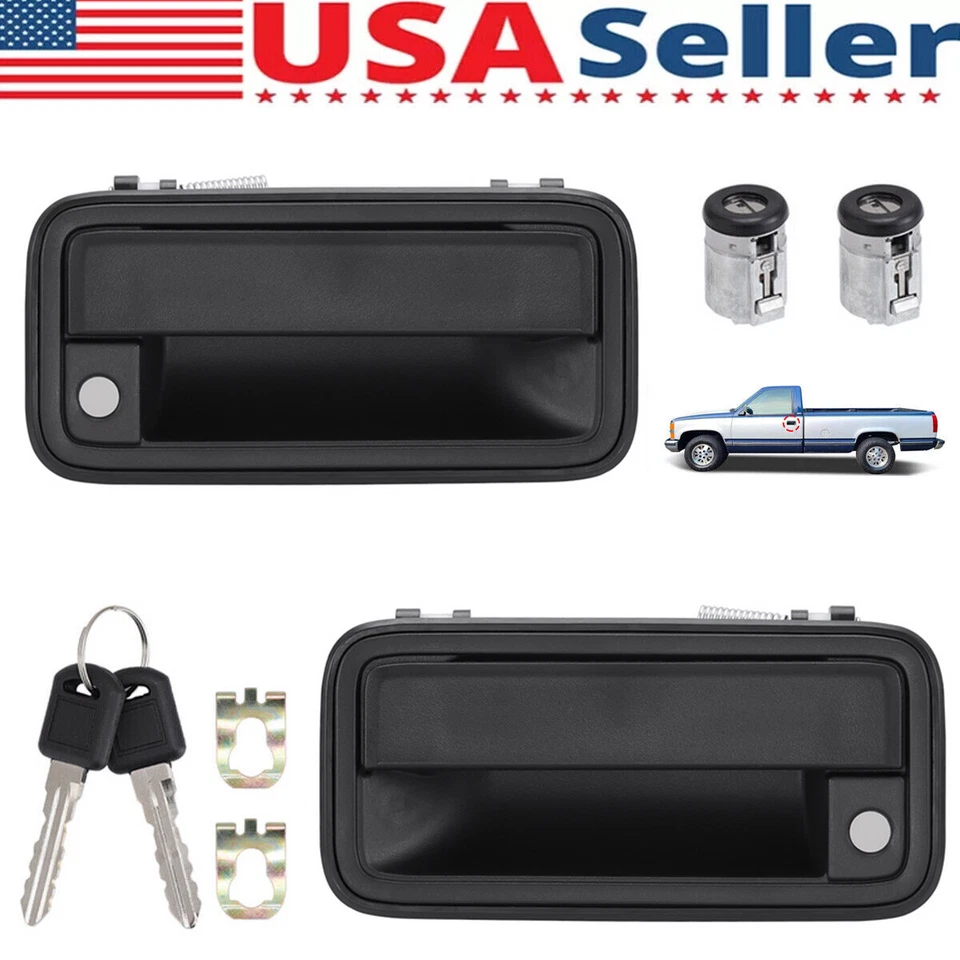 Exterior Door Handle w/ Lock Cylinder For Chevrolet C1500 GMC K1500 95-00 Front Foto 1 de 4