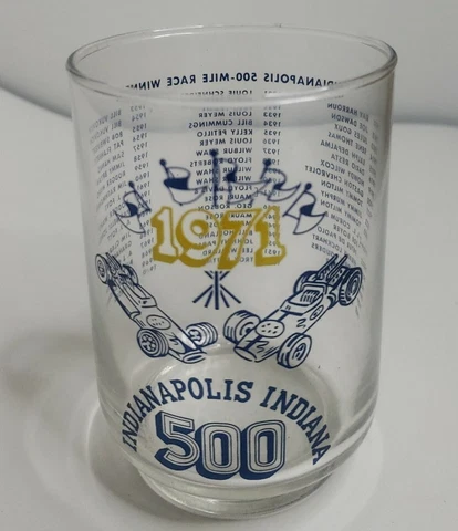 Vintage Libbey NOS 1971 Indy 500 Glass Indianapolis Indiana - Foyt, Andretti Cover
