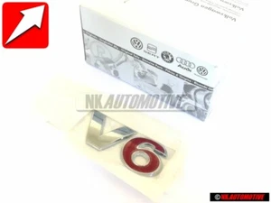 VW Original V6 Hinten Schriftzug Emblem Logo Chrom Rot Golf 4 - 1J0853675AAGQF - Bild 1 von 6