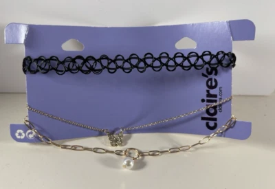 NEW Black Plastic Choker and Butterfly and Pearl Necklace from Claire's - Image 1 of 2
