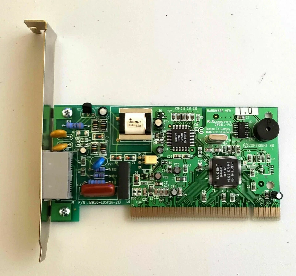 PCI Fax Modem Card, CW56LU-PCI, Lucent Chipset - Image 1 of 1