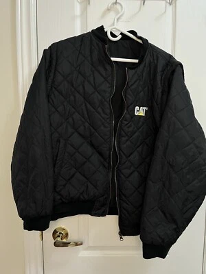 CAT Caterpillar лоскутное одеяло двусторонняя куртка пальто спецодежда sz L съемные руки/жилет - Изображение 1 из 4