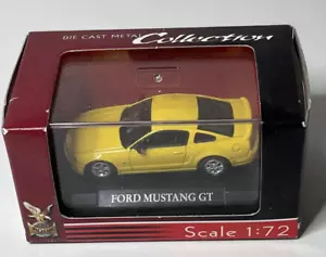 Ford Mustang GT Die Cast Metal Collection Car 1:72 Scale Yellow Display case - Picture 1 of 12