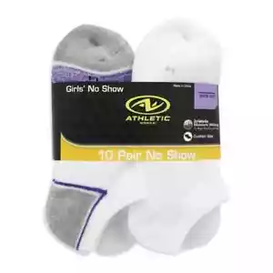 Athletic Works Girls No Show Socks 10 Pair Multicolor,Size Small (6-10.5). - Picture 1 of 3