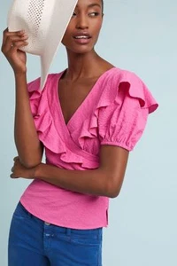 NWT Loretta Ruffled Blouse, by Plenty By Tracy Reese - Pink, size 4 - Picture 1 of 3