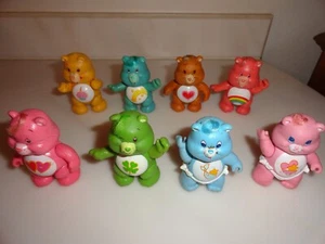 Vintage Care Bears PVC Poseable Figures Lot Of 8 Kenner 3" with Hair 80's - Picture 1 of 8