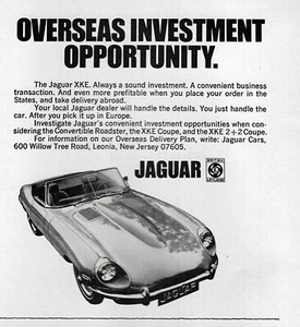 1970 Jaguar XKE Convertible "Overseas Investment" Original Print Ad - Picture 1 of 1
