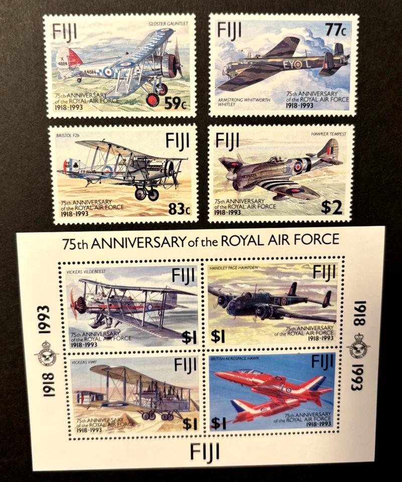 Fiji: 1993, 75 Aniversario de la RAF, Juego MNH + M/Hoja Foto 1 de 1