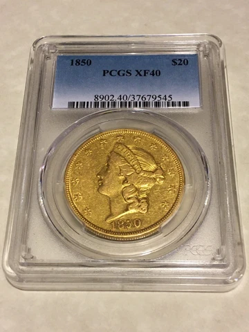 1850 XF40 PCGS Liberty Double Eagle $20 Gold Coin very nice details Cover