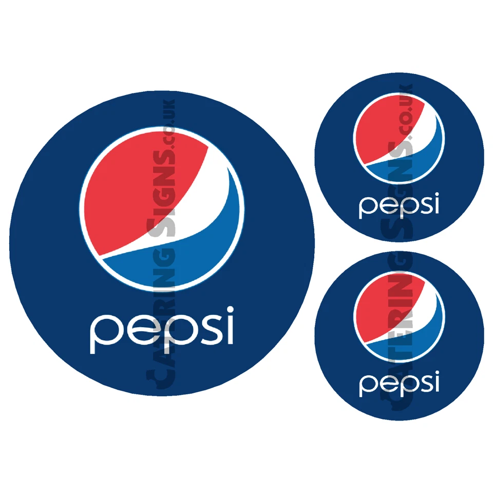 Pepsi sticker set - for catering, ice cream van cafe 1 x 180mm, 2 x 100mm