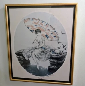 VTG PARASOL Signed LOUIS ICART Art Print: Blind Stamp, Numbered 20/500, 21X25" - Picture 1 of 14