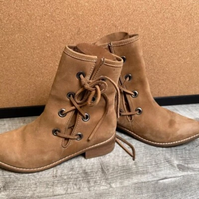 Botín de gamuza Matisse adecuado con cordones de cuero marrón tostado talla 6,5 Boho Foto 1 de 4