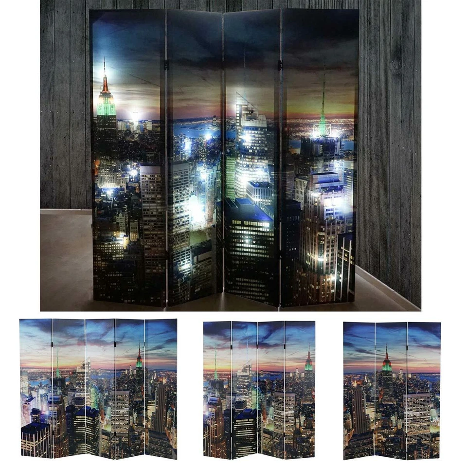 LED-Paravent Raumteiler New York, Timer, netzbetrieben 120/160/200x180cm