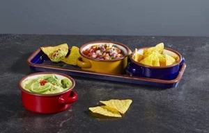 KitchenCraft World of Flavours 3 Pieces Enamel Dip Set- Multicoloured- 35cm-New - Picture 1 of 10