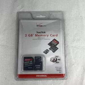 Sandisk 2GB Memory 3 in 1 MicroSD Card with Adapters Verizon Wireless NOS New - Picture 1 of 6