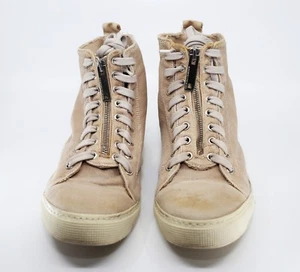 Men's Alessandro Dell'Acqua Sand Canvas High-Tops Sneakers Sz.8.5 - Picture 1 of 6