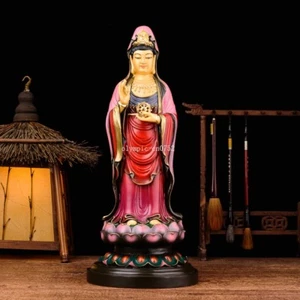 18'' brass Painting home fengshui worship pray buddha Avalokitesvara Guanyin - Picture 1 of 12