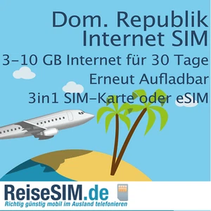 Prepaid Internet SIM-Karte / eSIM für die Dominikanische Republik mit 3-10 GB - Bild 1 von 1