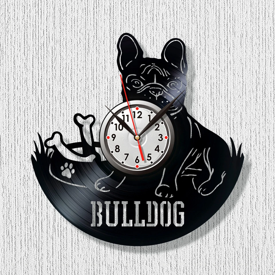 Wall clock French bulldog clock Dog clocks Vinyl clock Animals clock - Image 1 of 1