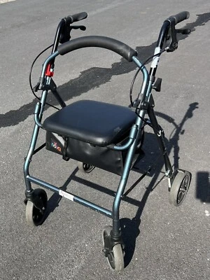 NOVA Zoom 24" Asiento Alto Plegable Andador Rodante Andador 8" Azul Foto 1 de 2