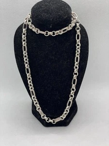 COLLAR RETRO VINTAGE PLATA ESTERLINA 925 SÓLIDA CADENA DE ESLABONES DE LUJO 19" PULGADAS 37,3G - Imagen 1 de 6