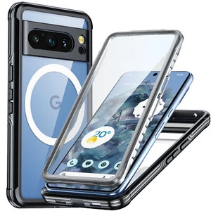 For Google Pixel 8 Pro Full-Body Shockproof Magnetic Clear Cover w/ Screen Cover - Picture 1 of 8