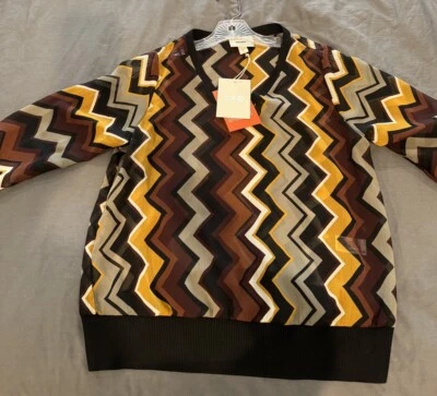 Camisa Missoni for Target Mujer S Multicolor Marrón Amarillo Chevron Rayas Transparente Foto 1 de 4