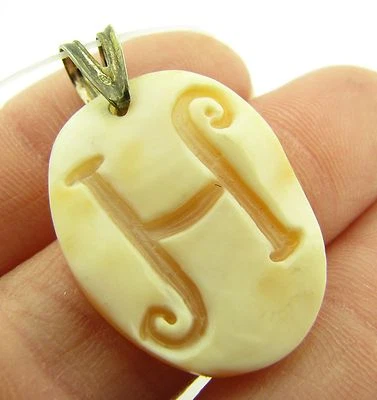 NUEVO M M Scognamiglio Italia Camafeo Esterlina Inicial H Collar Colgante Nuevo con Etiquetas $89.95 Foto 1 de 2