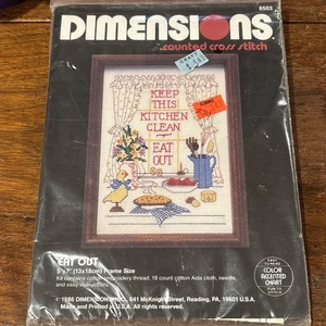 Kit de punto de cruz contado Dimensions 1986 vintage 6503 comer 5" x 7" - Imagen 1 de 3