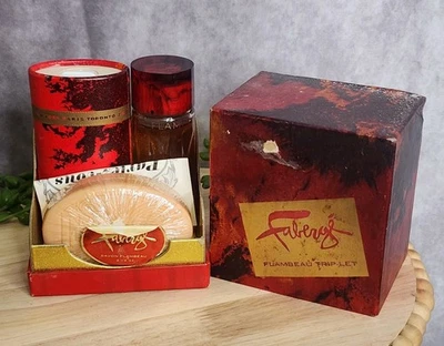 Juego de jabón en polvo de colonia triple colección Fabergé Flambeau perfume en caja Foto 1 de 4