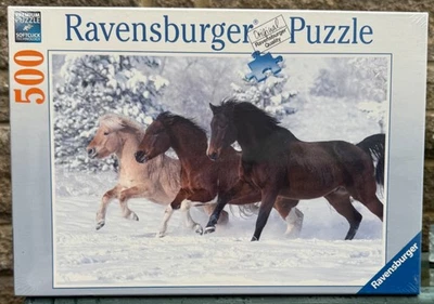 Ravensburger - Galloping in the Snow - 500 Piece Premium Jigsaw - New & Sealed - Image 1 of 3