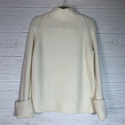 Vince Womens Cream Mix Stitch Knit Cozy Funnel Neck Wool Sweater small - Image 1 of 4